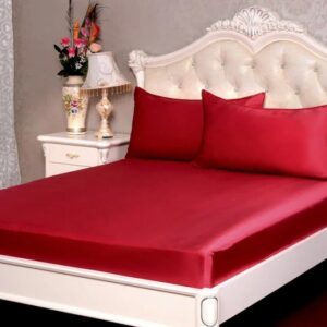 4 Pcs Satin Silk Bed Set- Scariet Red
