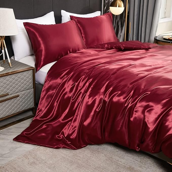 Satin Silk লেপ / Comforter / Duvet Cover - Red - Image 5