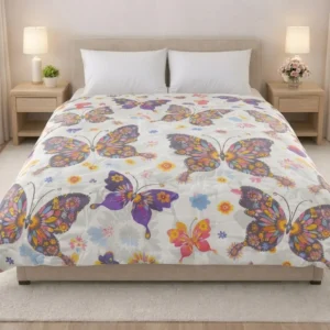 Butterfly Printed Premium Bedsheet (7/8 Feet)